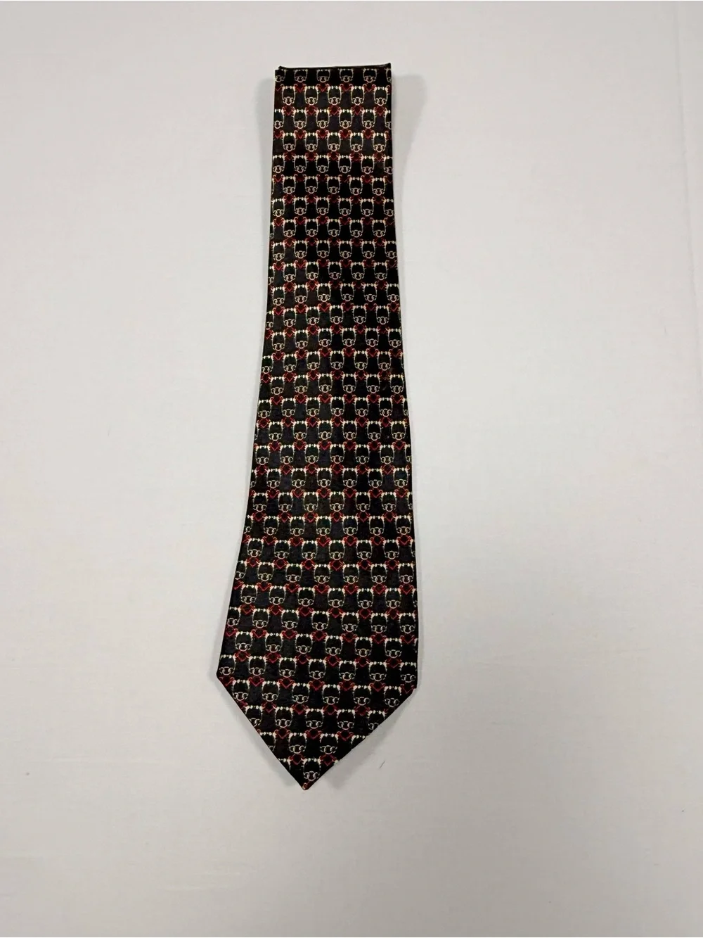Vintage Studio 890 Navy Silk Chain Ring Print Necktie New York Milano